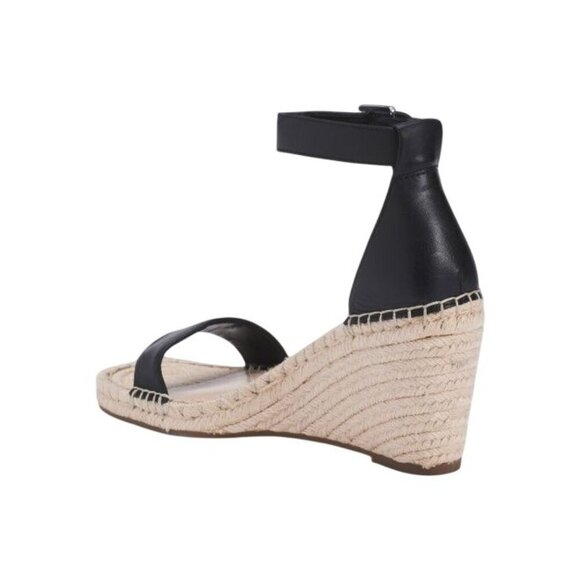 Vince Camuto Womens Black Tan Leather Wedge Espadrille Sandals Sz 11 M New - Picture 2 of 5